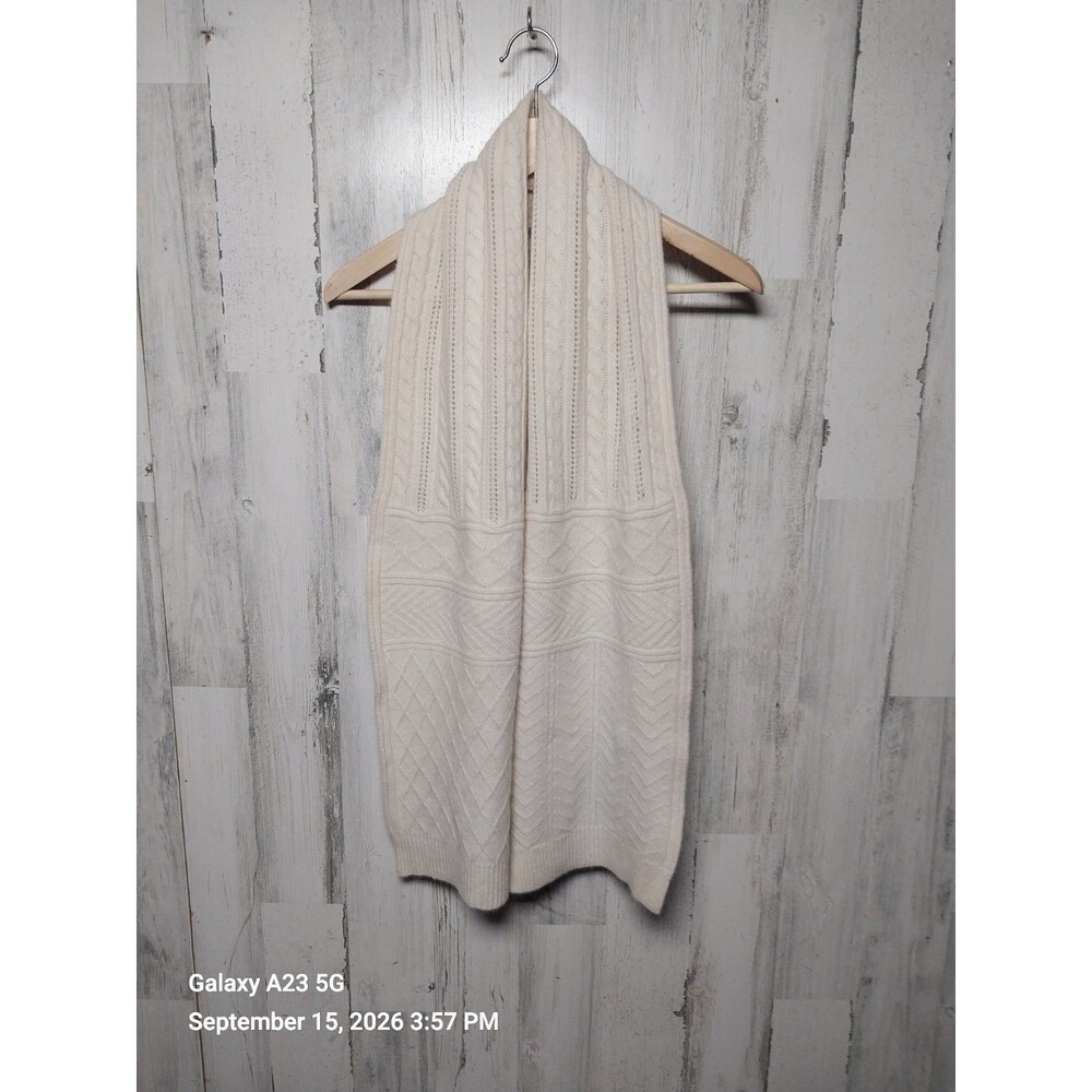 Ralph Lauren Women Scarf Ivory Wool Blend Cable Knit